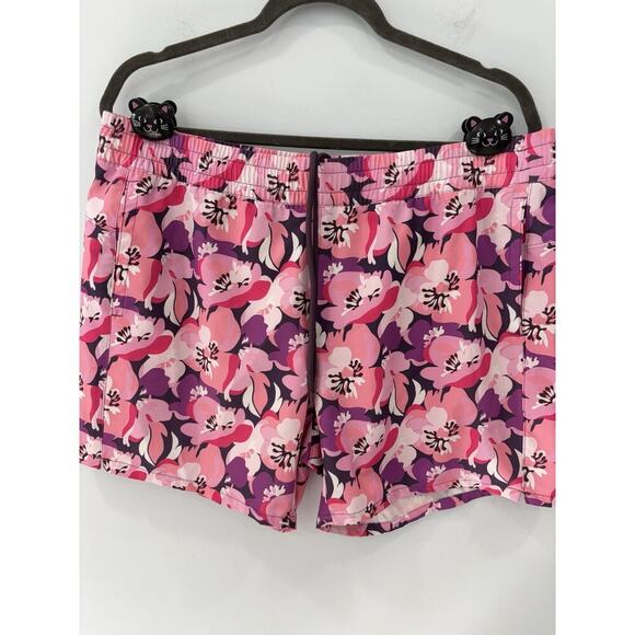 Eddie Bauer Women’s Floral Print Shorts Size L Pink Purple Swim Pockets UPF50 - Picture 1 of 11